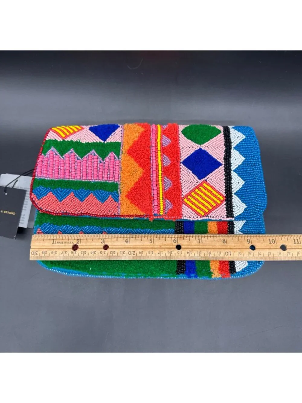 Geometric Shoulder Bag Purse Colorful Blue Clutch Bold Boho America & Beyond - Picture 8 of 9